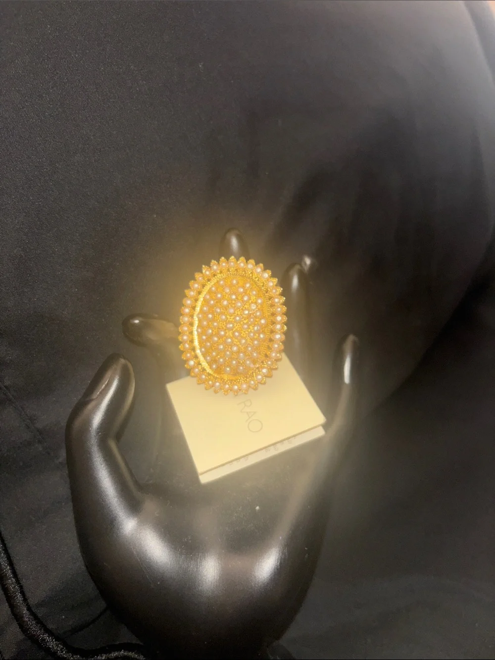 Devi Rao Gold Dipped Pearl Cluster Statement Ring